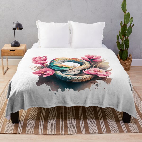 Item preview, Vintage pink and  pastel  blue coiled  Snake-Year of the Snake ver 18- Chinese Zodiac Theme-white Background designed and sold by CosmicNook1.