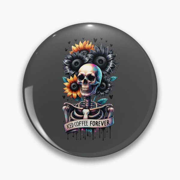 Item preview, Iced Coffee Forever – Skeleton with Sunflowers & Sarcastic Coffee Design for T-Shirts, Mugs, Stickers & More designed and sold by artedigital99.