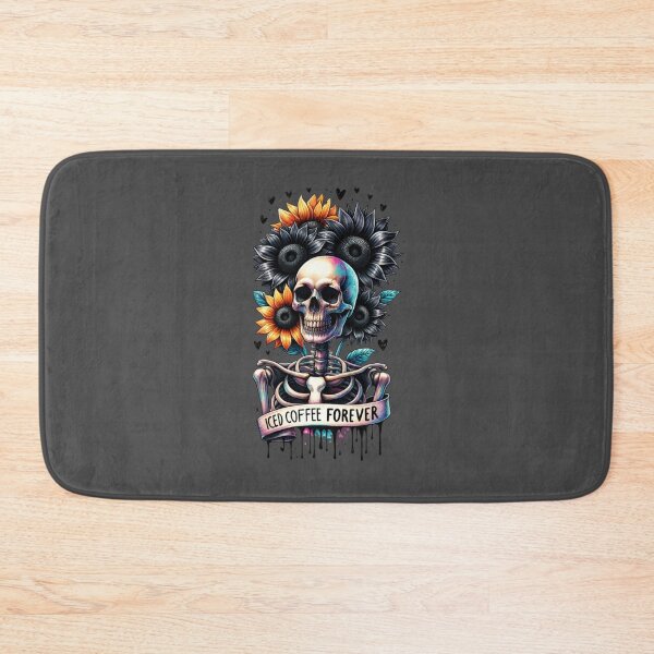 Item preview, Iced Coffee Forever – Skeleton with Sunflowers & Sarcastic Coffee Design for T-Shirts, Mugs, Stickers & More designed and sold by artedigital99.