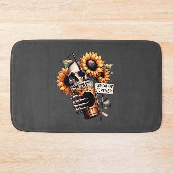Item preview, Iced Coffee Forever – Skeleton with Sunflowers & Sarcastic Coffee Design for T-Shirts, Mugs, Stickers & More designed and sold by artedigital99.