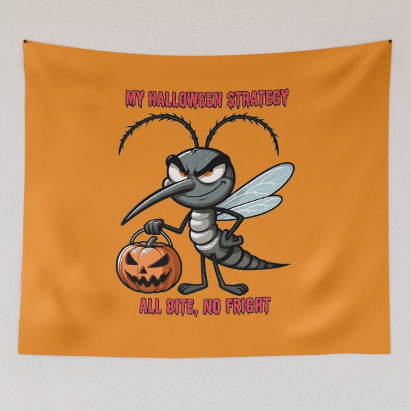Item preview, Halloween Mosquito Design - “My Halloween strategy: all bite, no fright | Spooky Humor designed and sold by Tw1nsAIArt.