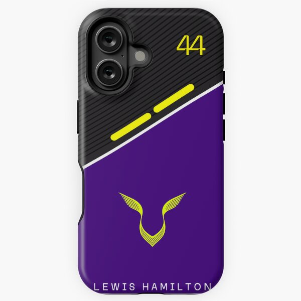 Vista previa del artículo con la obra «Funda para iPhone y funda para móvil Samsung inspirada en el casco morado de Lewis Hamilton, el mejor regalo para los fanáticos de la F1», diseñado y vendido por Pink Polar F1.