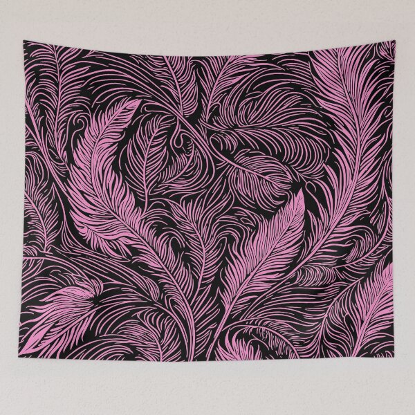 Artikelvorschau, Abstraktes Federmuster in Schwarz und Pink entworfen und verkauft von tonymagnerart.