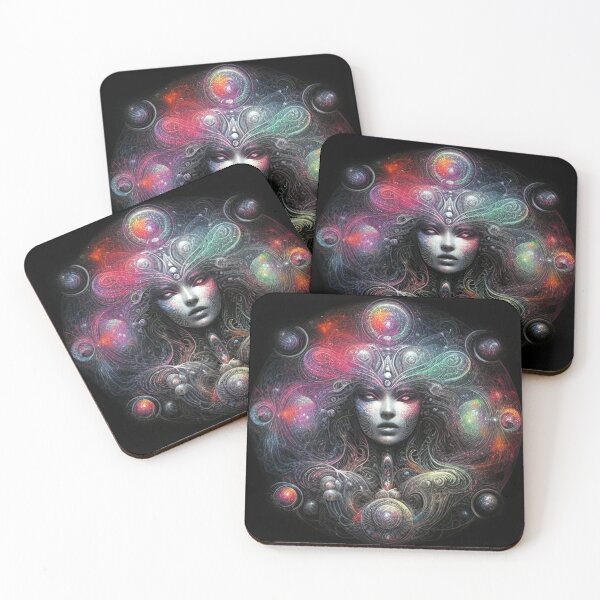 Aperçu de l'œuvre T-shirt transe psychédélique « Cosmic Empress – Psytrance Ascension » créée et vendue par Grindcorer.