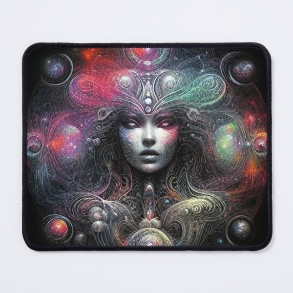 Aperçu de l'œuvre T-shirt transe psychédélique « Cosmic Empress – Psytrance Ascension » créée et vendue par Grindcorer.
