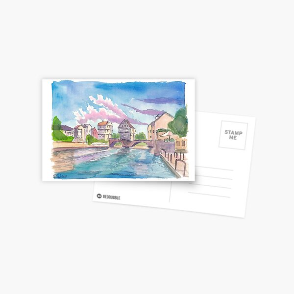 Item preview, Bad Kreuznach Bridge Houses on River Nahe  designed and sold by artshop77.