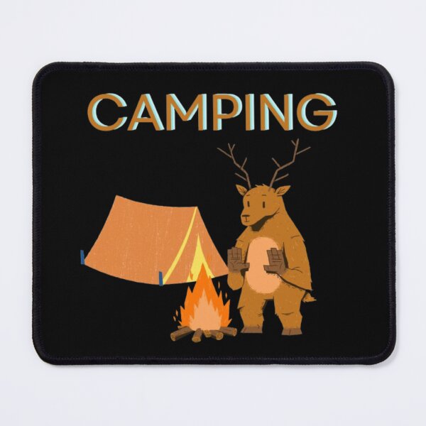 Item preview, Camping Cartoon Deer with Campfire and Tent designed and sold by MSHobbies.