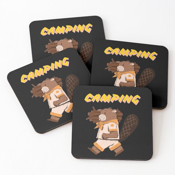 Item preview, Camping Cartoon Beaver Carrying Firewood in Scout Uniform designed and sold by MSHobbies.