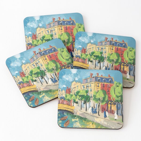 Item preview, Parisian Charm – Colorful Street Scene Art by the Canal. Art by Carraann  designed and sold by CARRAANN.