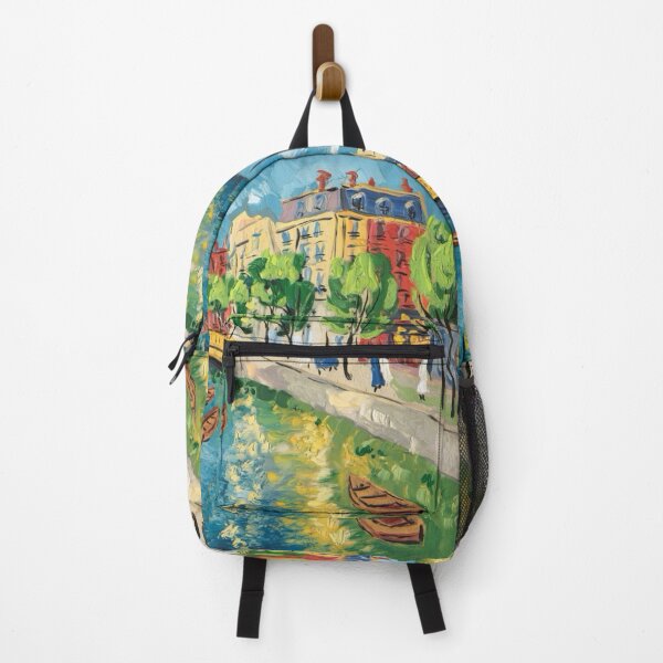 Item preview, Parisian Charm – Colorful Street Scene Art by the Canal. Art by Carraann designed and sold by CARRAANN.