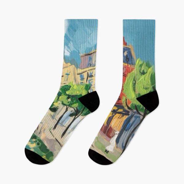 Item preview, Parisian Charm – Colorful Street Scene Art by the Canal. Art by Carraann  designed and sold by CARRAANN.