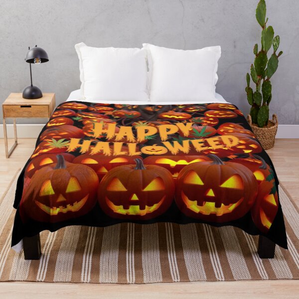 Item preview, Happy HallOWeed - Halloween Pumpkin Jack-O-Lantern - Pot Leaves - Funny designed and sold by JLEmporium.