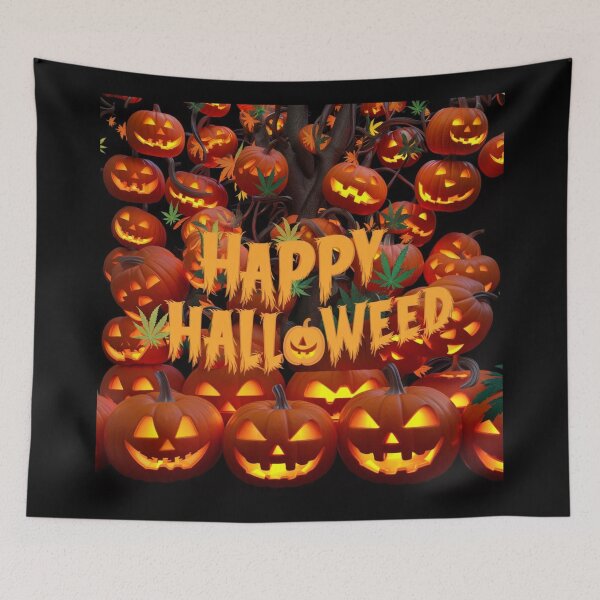 Item preview, Happy HallOWeed - Halloween Pumpkin Jack-O-Lantern - Pot Leaves - Funny designed and sold by JLEmporium.