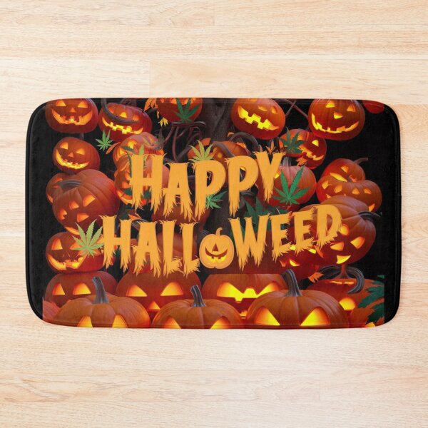 Item preview, Happy HallOWeed - Halloween Pumpkin Jack-O-Lantern - Pot Leaves - Funny designed and sold by JLEmporium.