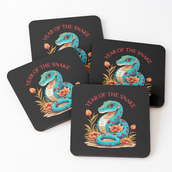 Item preview, Colorful blue  Snake  with flowers and Leeaves version 1-Year of the Snake 2025- Chinese Zodiac Theme-white Background designed and sold by CosmicNook1.