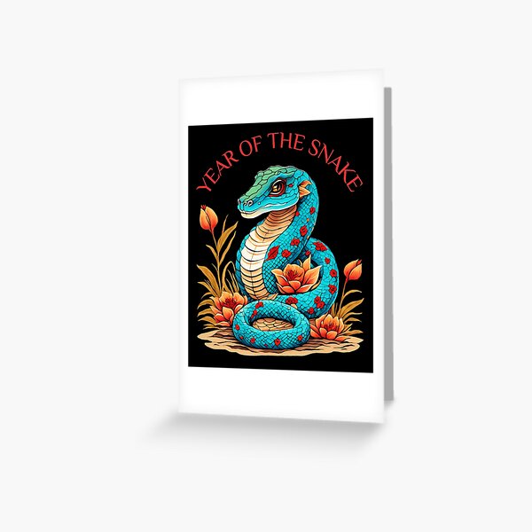 Item preview, Colorful blue  Snake  with flowers and Leeaves version 1-Year of the Snake 2025- Chinese Zodiac Theme-white Background designed and sold by CosmicNook1.