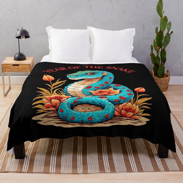Item preview, Colorful blue  Snake  with flowers and Leeaves version 1-Year of the Snake 2025- Chinese Zodiac Theme-white Background designed and sold by CosmicNook1.