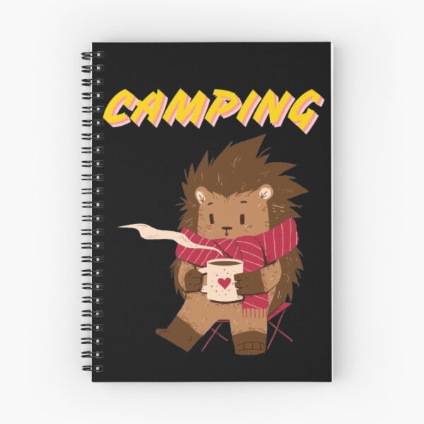 Artikelvorschau, Camping Cartoon Igel genießt ein warmes Getränk entworfen und verkauft von MSHobbies.