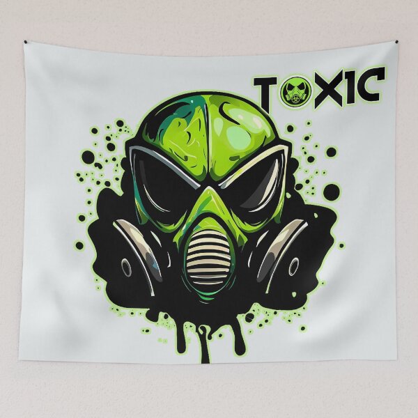 Item preview, Green Toxic Gas Mask with Logo and Splatter Effect Design designed and sold by ZetaDream.