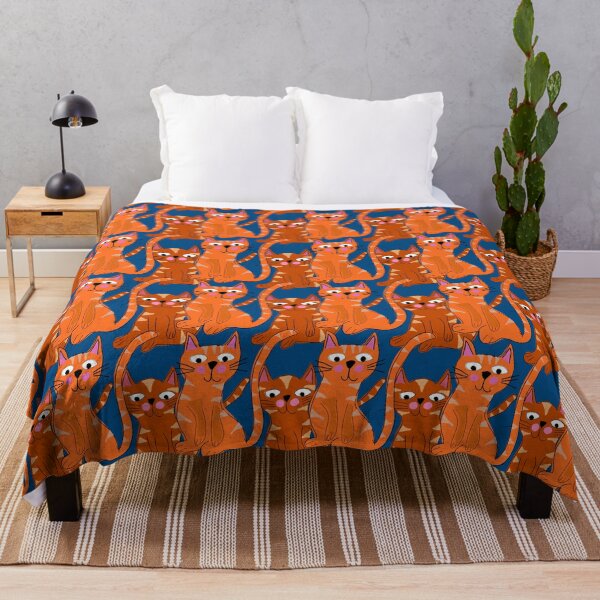 Item preview, Hank and Larry, Orange Tabby Cats Illustration Pattern, Blue Background designed and sold by Stephanie Rowan.