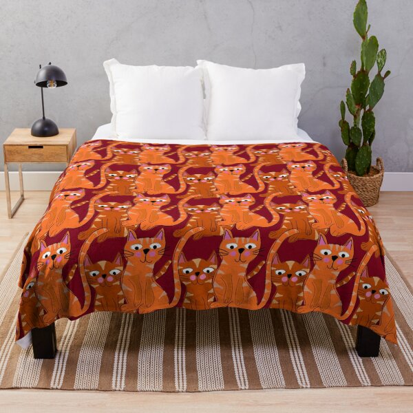 Item preview, Hank and Larry, Orange Tabby Cats Illustration Pattern, Dark Red Background designed and sold by Stephanie Rowan.