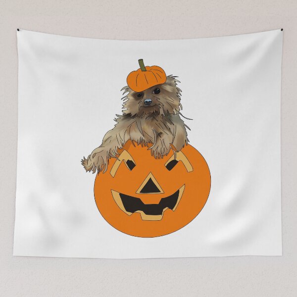 Item preview, Cute Terrier Dog in Pumpkin Halloween Art  designed and sold by DolphinsDoodle.