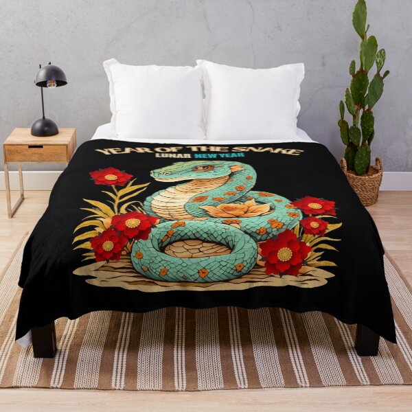 Item preview, Colorful teal Snak with orange scales with red flowers version 1-Year of the Snake 2025- Chinese Zodiac Theme-white Background designed and sold by CosmicNook1.