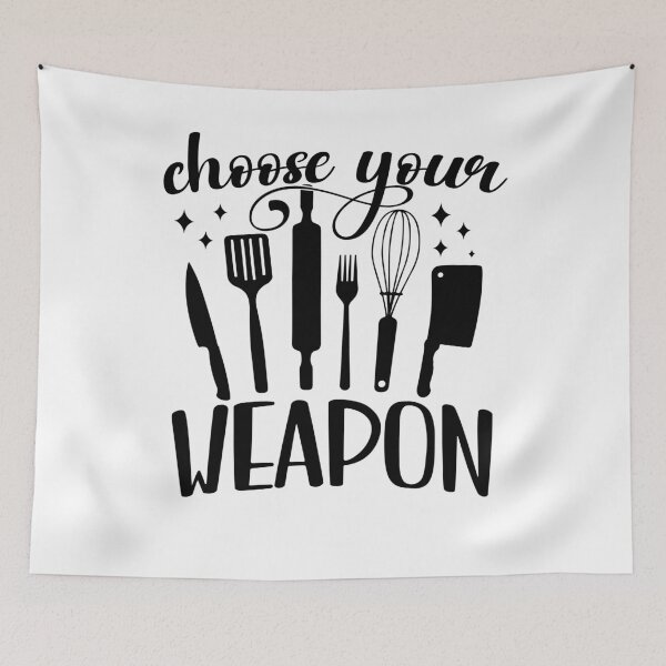 Item preview, Choose Your Weapon Funny Kitchen designed and sold by PrintCrafting.