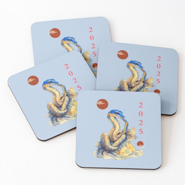 Item preview, Colorful  light blue Snake with red scales with red flowers version 2-Year of the Snake 2025- Chinese Zodiac Theme-white Background designed and sold by CosmicNook1.