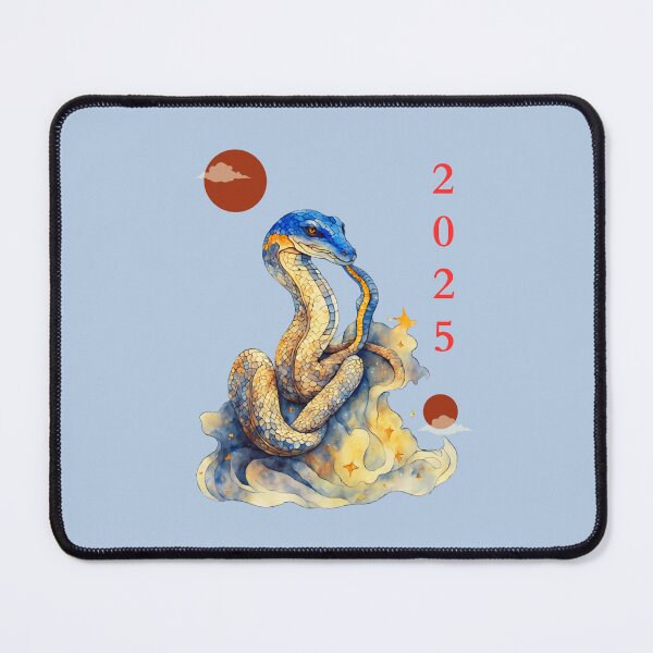 Item preview, Colorful light blue Snake with red scales with red flowers version 2-Year of the Snake 2025- Chinese Zodiac Theme-white Background designed and sold by CosmicNook1.