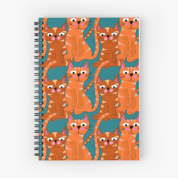 Item preview, Hank and Larry, Orange Tabby Cats Illustration Pattern, Teal Turquoise Background designed and sold by Stephanie Rowan.