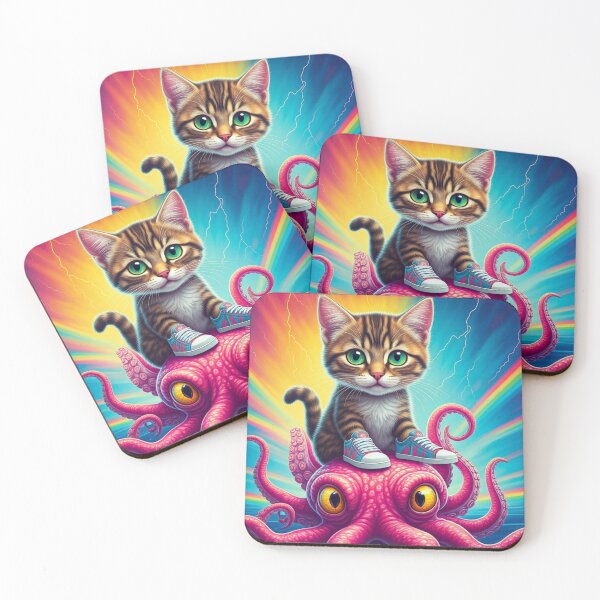 Item preview, Cat Riding Octopus designed and sold by Retro Active.