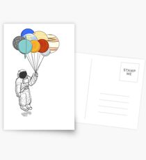 Astronaut with Balloon Planets Postcards