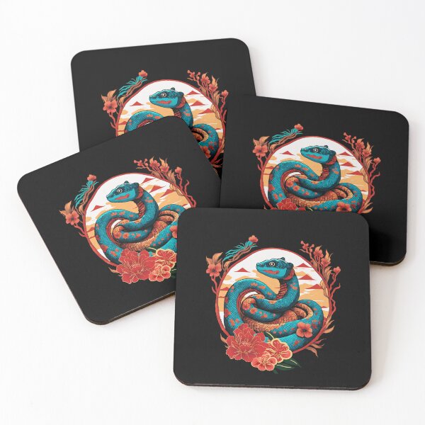 Item preview, Colorful cute vintage Snake with flowers 4-Year of the Snake 2025- Chinese Zodiac Theme-white Background designed and sold by CosmicNook1.