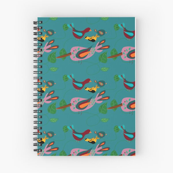 Artikelvorschau, Birds of Whimsy mit Blätterranken auf türkisblauem Hintergrund entworfen und verkauft von Stephanie Rowan.