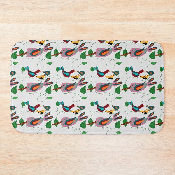 Item preview, Birds of Whimsy with leaves vines on white Background designed and sold by Stephanie Rowan.
