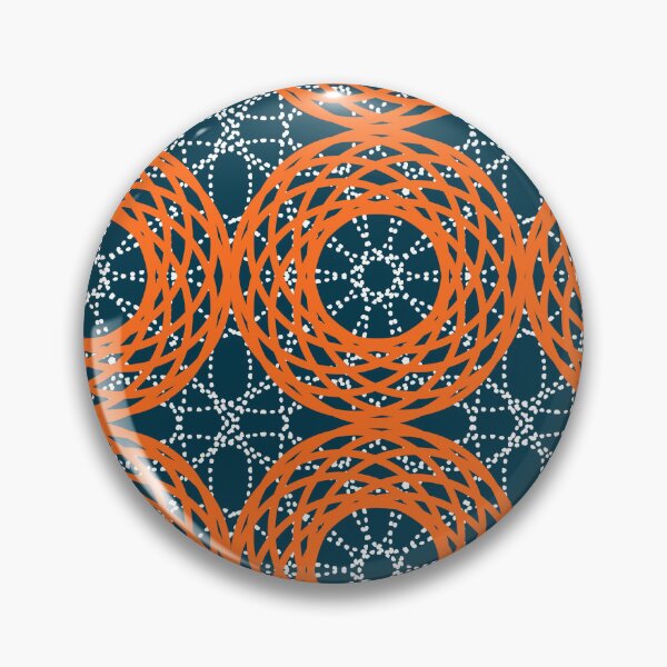 Item preview, Orange Mandala Kaleidoscope,  Abstract Pattern, Sunburst Groovy Circles, blue background designed and sold by Stephanie Rowan.