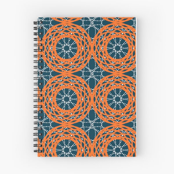 Item preview, Orange Mandala Kaleidoscope,  Abstract Pattern, Sunburst Groovy Circles, blue background designed and sold by Stephanie Rowan.