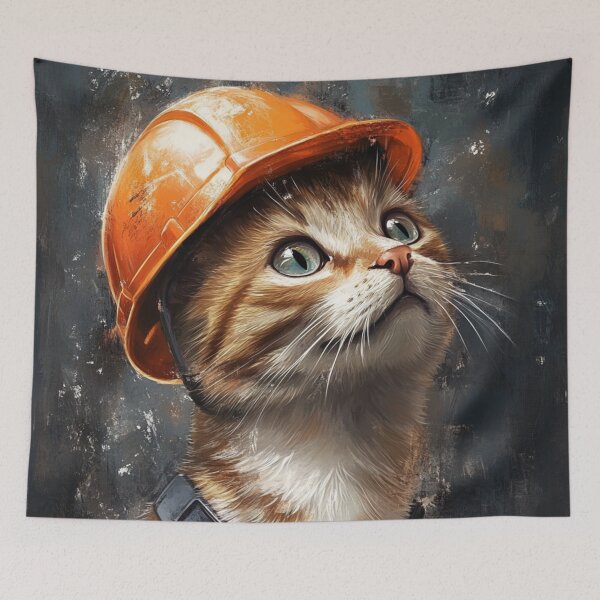 Item preview, Cat With Hard Hat designed and sold by GrinGalore.