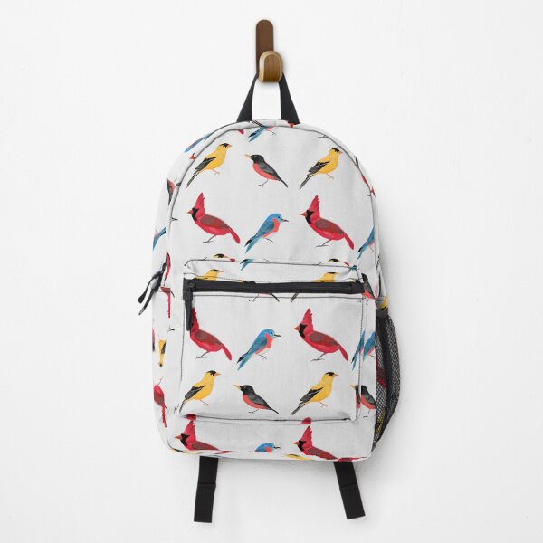 Item preview, North American Birds Pattern, Hand Sketch, Red Cardinal, Eastern Bluebird, Gold Finch, Robin, White background designed and sold by Stephanie Rowan.