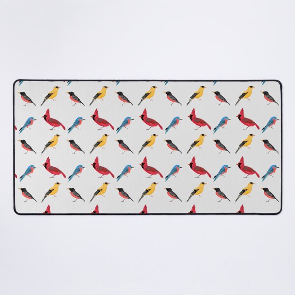 Item preview, North American Birds Pattern, Hand Sketch, Red Cardinal, Eastern Bluebird, Gold Finch, Robin, White background designed and sold by Stephanie Rowan.