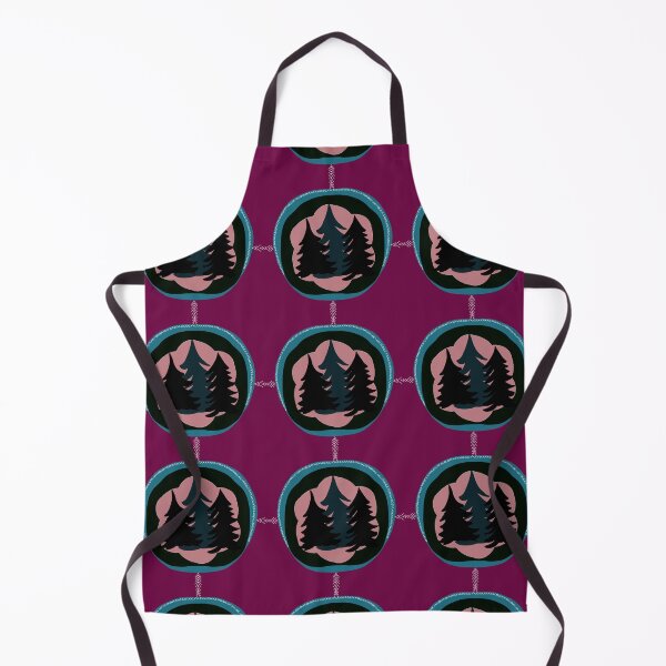 Item preview, Northwoods Pine Trees, Aurora Borealis, Evergreen pattern, Magenta Background designed and sold by Stephanie Rowan.