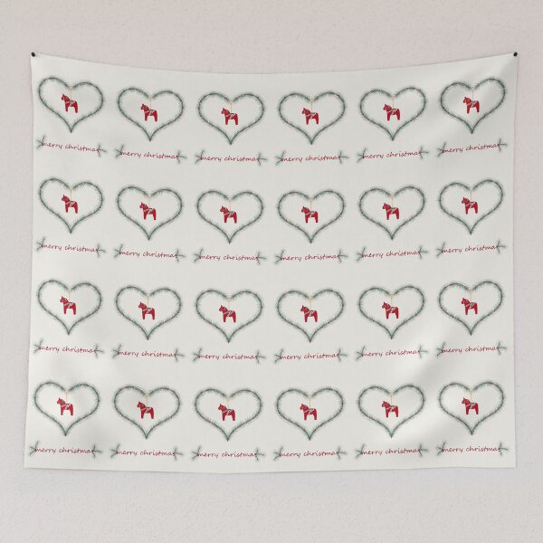 Item preview, red/green Christmas heart with Dala horse and lettering designed and sold by pigletti-arts.