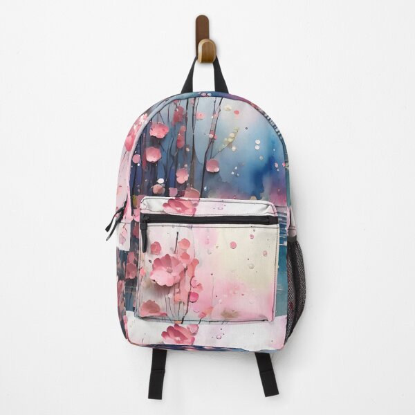 Item preview, PINK DAWN ROSEY FLOWERS BY POND STREAM ~ Inspired by Handmade Paper Mache Abstract Watercolor Art Poster Print designed and sold by Spinning Plates 360.