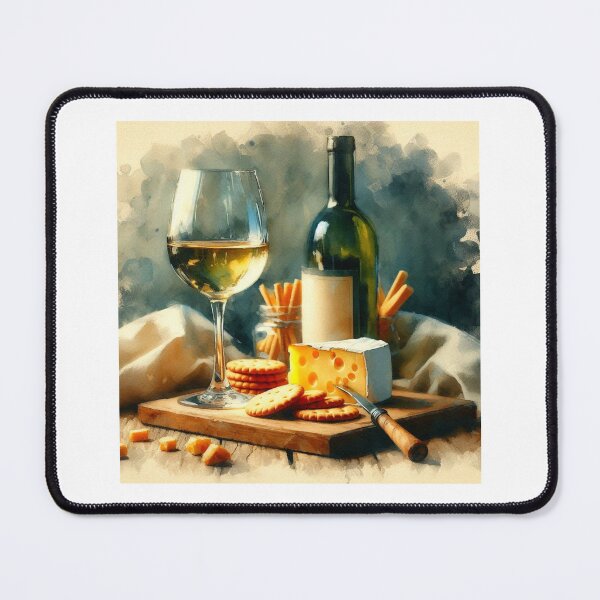 Item preview, Beautiful Watercolor Still Life with Wine Cheese and Crackers designed and sold by Halifaxartguy.