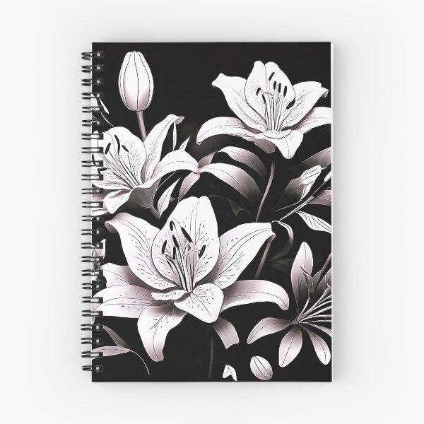 Item preview, A striking black-and-white pattern with detailed lily flowers designed and sold by Tchoice.