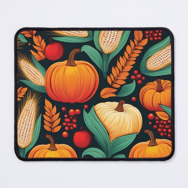 Item preview, A design of autumnal symbols, that includes pumpkins, cornstalks, wheat stalks, apples, and berries. designed and sold by HEMRO.