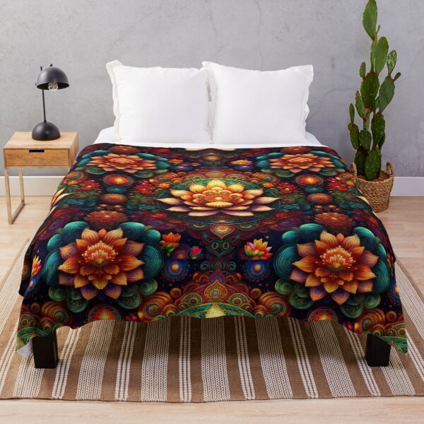 Item preview, trippy psychedelic Indian om inspired colourful floral design 21 designed and sold by GeoffBeattie.