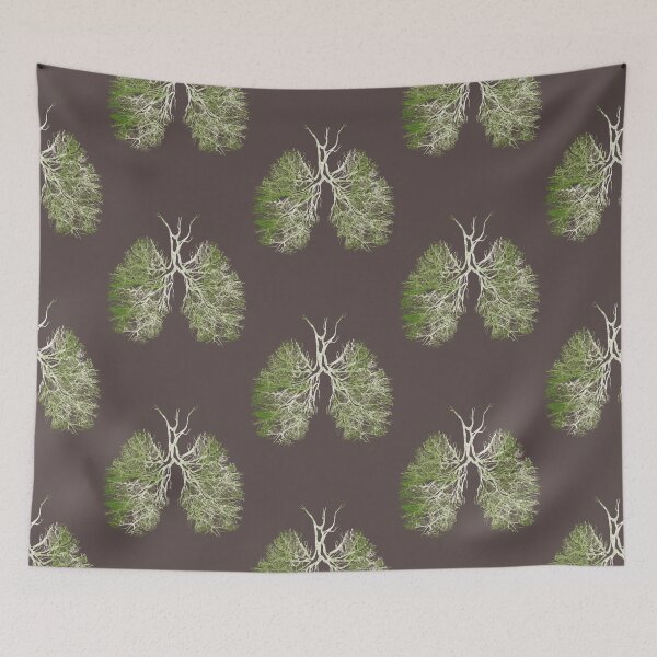 Item preview, Green Lung Breath, Vibrant pink anemones growing on the lungs, important to breathe, lungs cancer, respiratory therapist designed and sold by Collagedream.