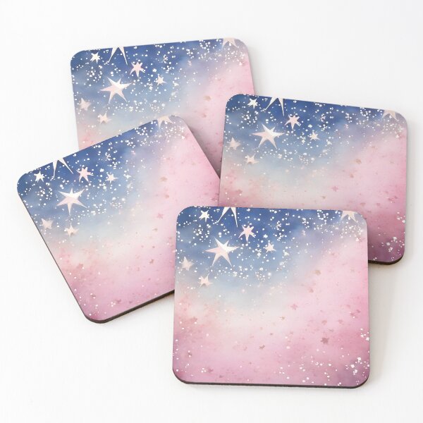 Item preview, PINK STARS BY THE DAWN'S EARLY LIGHT ~ Inspired by Handmade Paper Mache Abstract Watercolor Art Print Poster designed and sold by Spinning Plates 360.